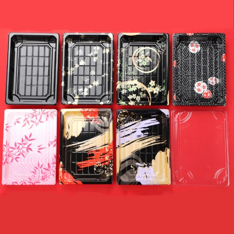 

Customized productOEM ODM japanese denmark black eco friendly disposable trays take away plastic packaging sushi container platt