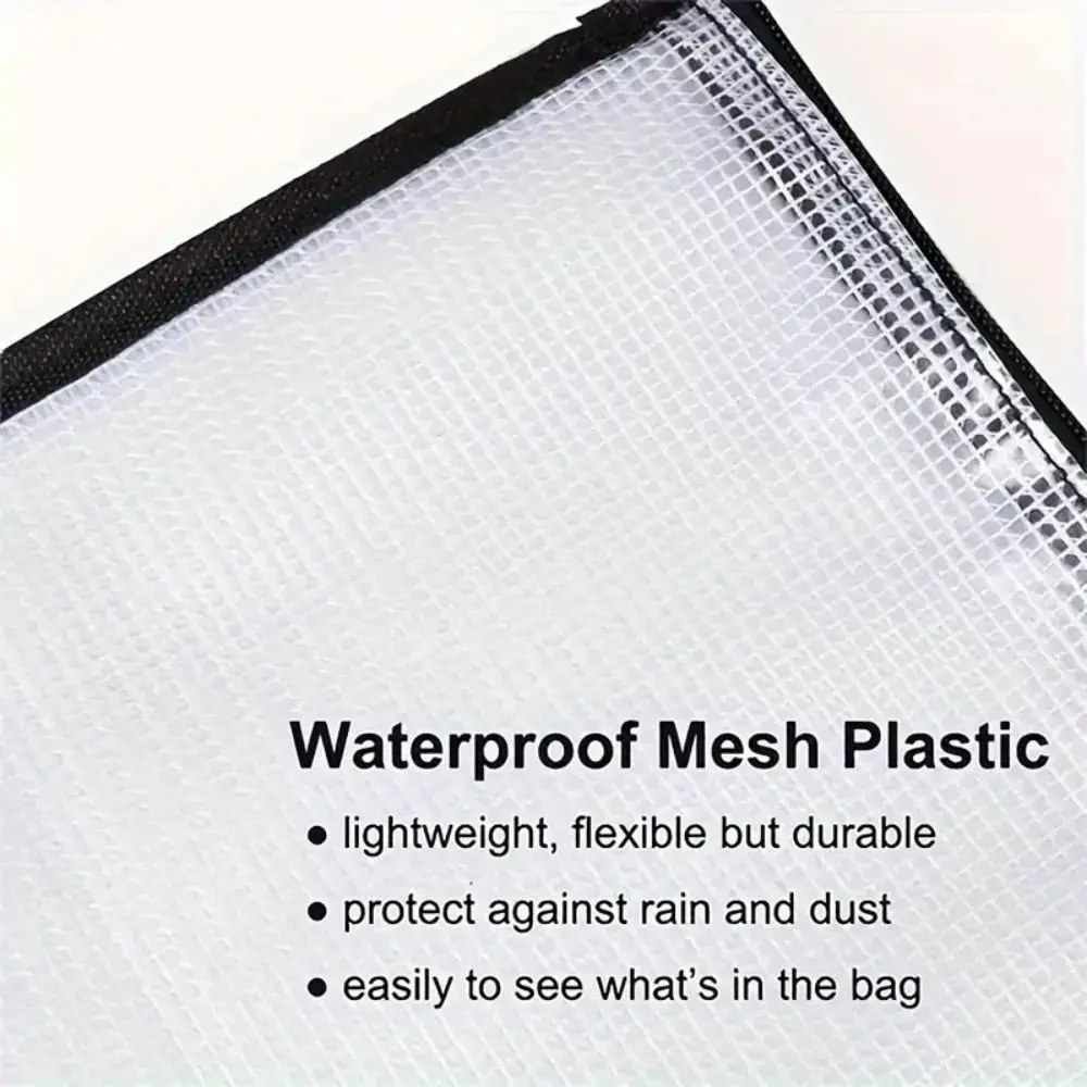 with Zipper and Handle Art Portfolio Bag Mesh PVC Multifunctional Mesh Art Bag Thickened Waterproof Storage Bag Office Supplies