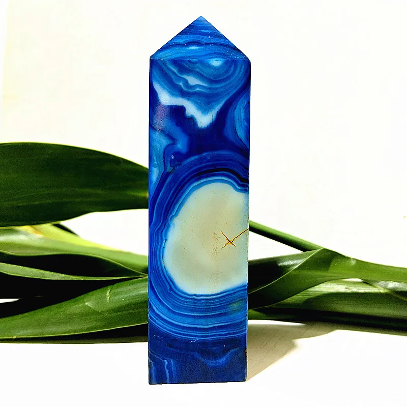 Natural Stones Blue Grain Agate CRYSTAL TOWER POINTS Meditation Chakra Reiki Fengshu Crystal Home Decoration