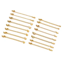 Aço inoxidável Fechos Lagosta, Correntes de Cauda Estendidas, Fazer Jóias DIY, Pulseira e Colares Conectores, Extensão 5cm, 10Pcs