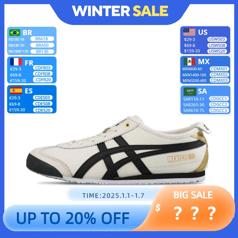 Asics Onitsuka Tiger MEXICO 66 Low Running Shoes Women Men Sneaker Lightweight Milky White