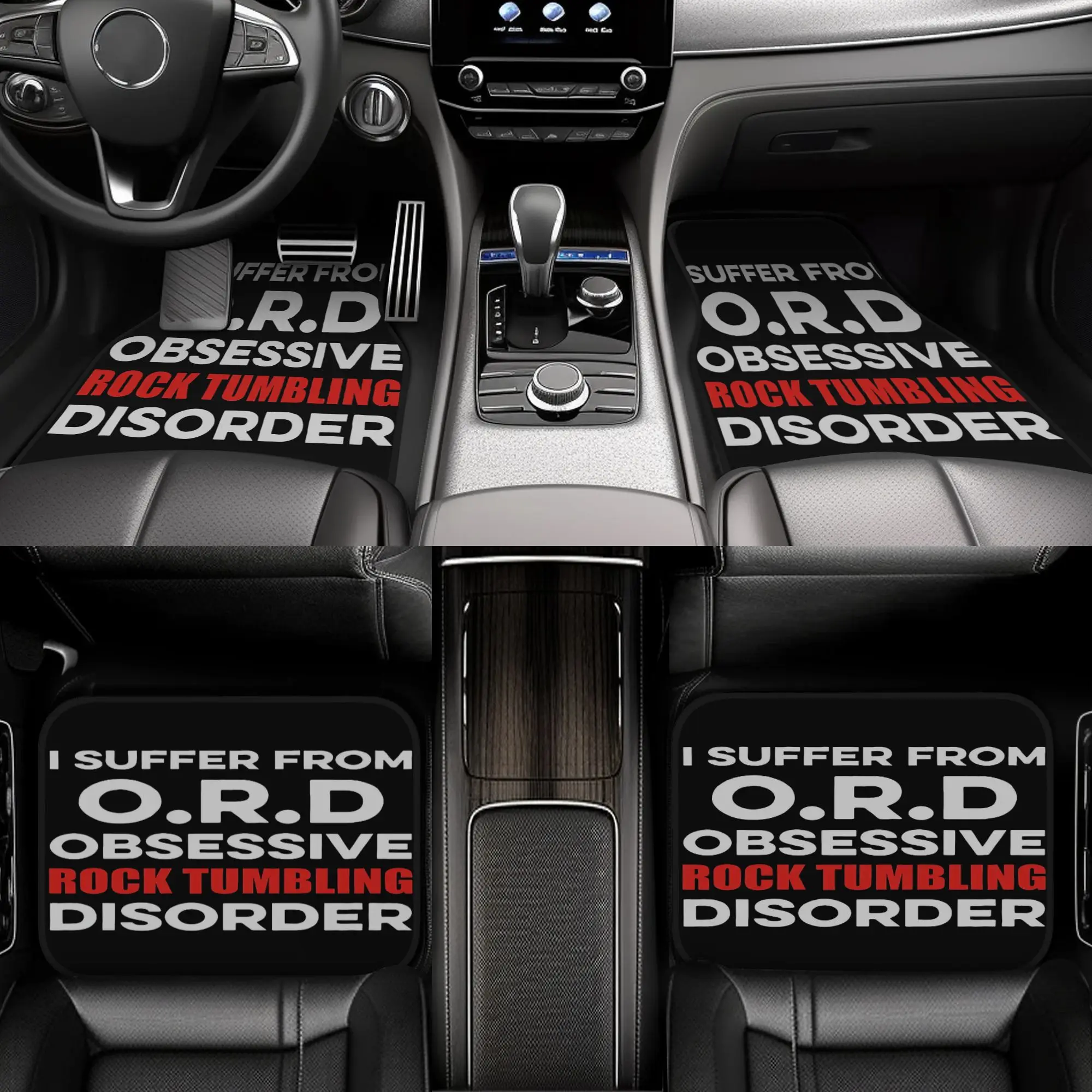 Four Piece O R D Obsessive Rock Tumbling Disorder Theme Car Floor Mat Set, Simple And Elegant Shape To Upgrade Cabin Look, Match
