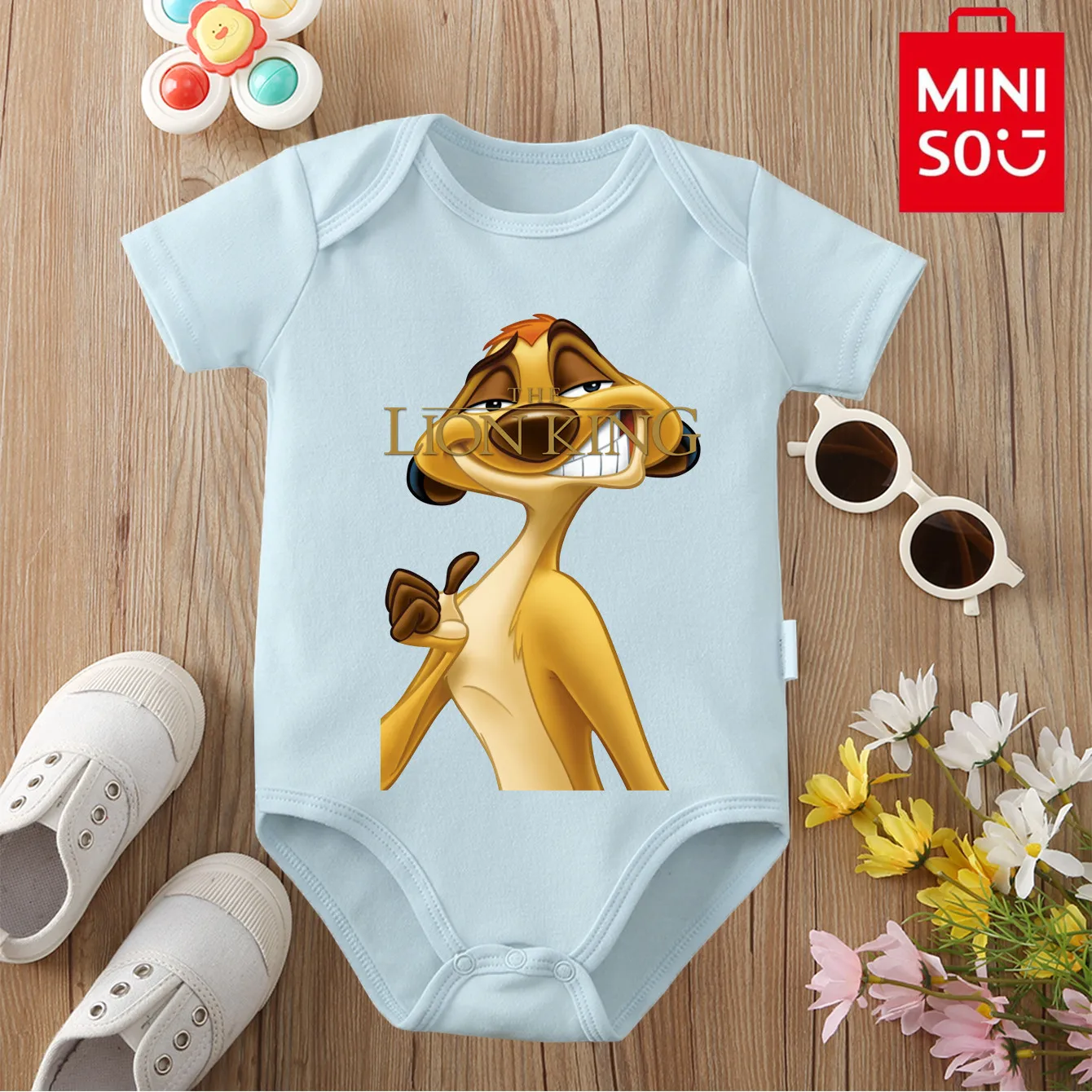 

MINISO LionKing/Timon Print 100% Cotton Bodysuit Soft Baby Cloths Best Gift for Baby Onesie Jumpsuit for 0 To 12 Months Newborn