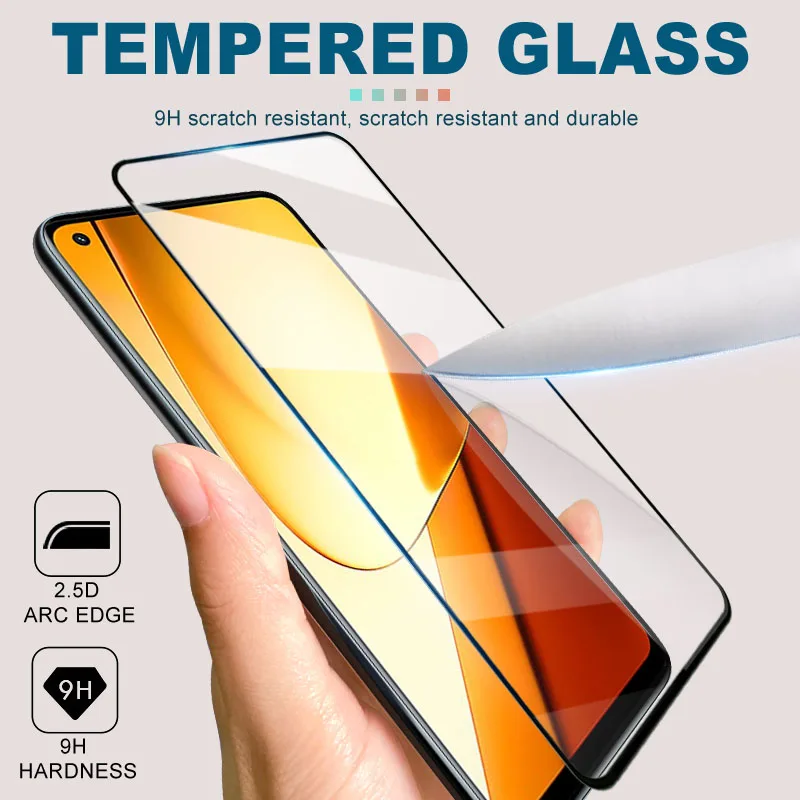 Protecteur d'écran anti-éclatement pour Realme 8, 9, 10, 11 Pro Plus, 4G, 5G Speed, verre guatémaltèque, film de protection complet transparent