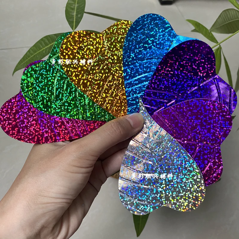 97X71MM Large Size Holographic Color Leaf Sequin Flower Store DIY Jewelry Wedding Decorate Clothing Big 2 Holes Loose Sequin