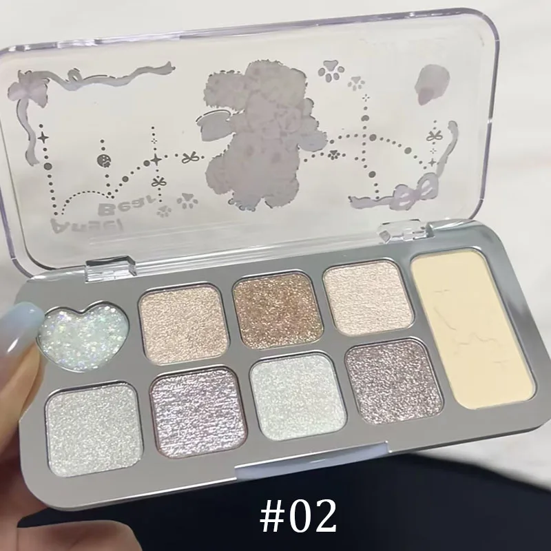 JILL Leen 9색 아이섀도우 팔레트 파우더 펄 광택 글리터 샤이니 저채도 컬러 파인 플래시 지속력 있는 아이 메이크업