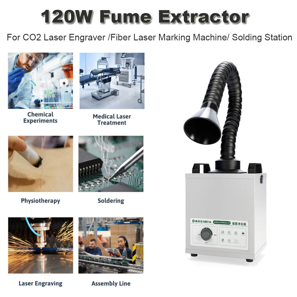 120W Laser Smoke Absorber Filter Metal Welding Fume Extractor Purifying Smoke for Laser Engraver Cutting Wood Burning 3D Printer