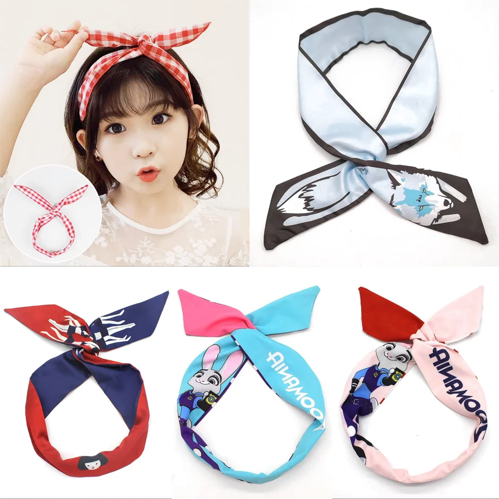 

New Korean Hair Accessories Women Summer Cartoon Print Headdress Daisy Cross Bowknot Wire Hairband Rabbit Ears Head Bands Bundle