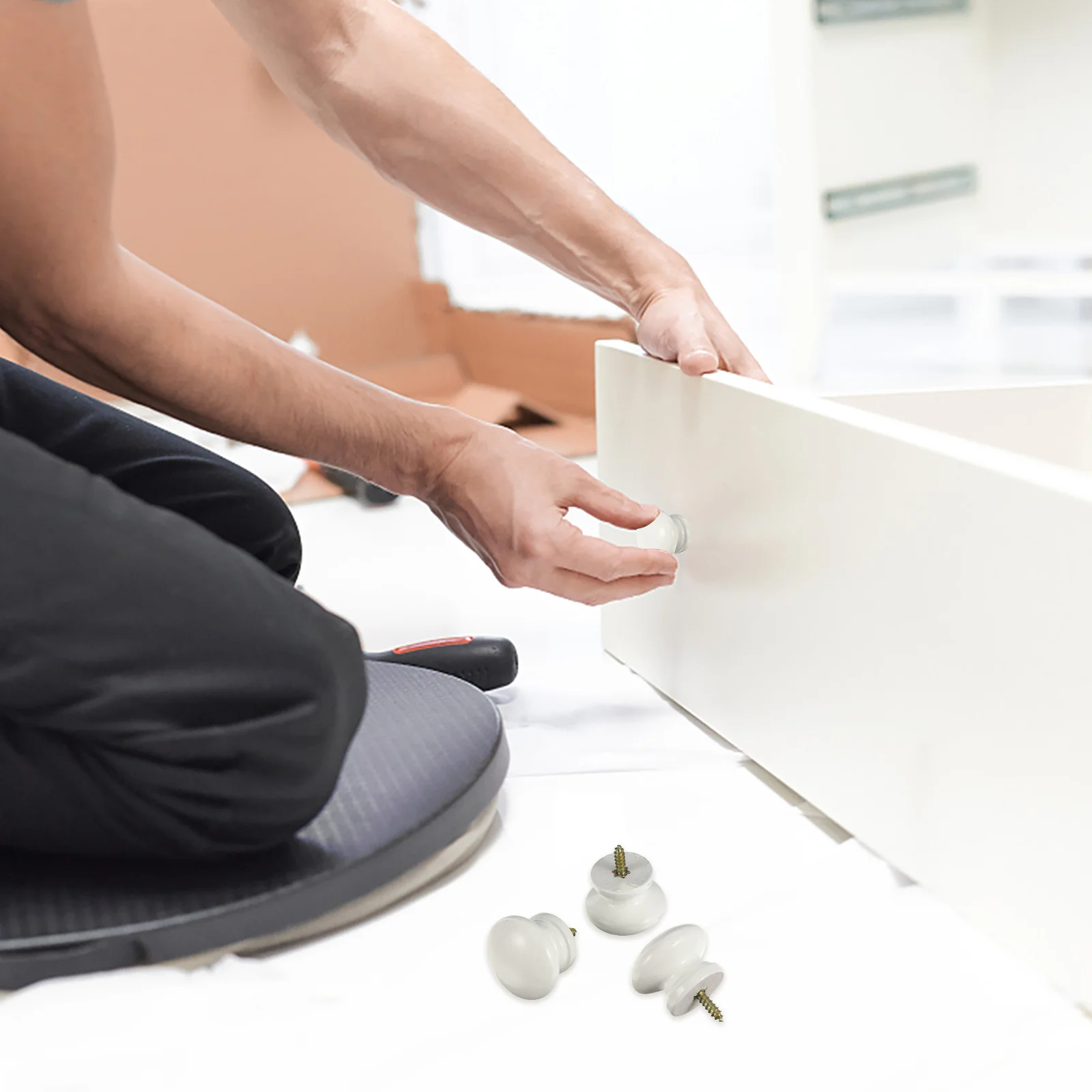 

8 Pcs Cabinet Handle Knob Drawer Knobs Boho Dresser White Self Tapping Brown Hardware Kitchen