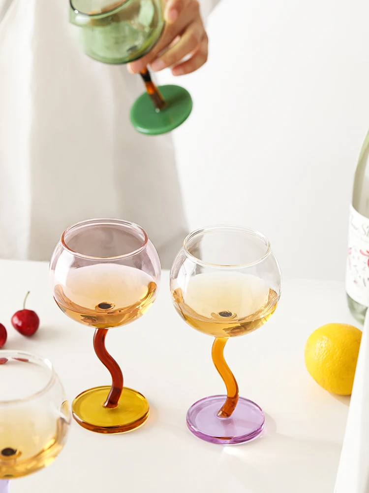 Color Goblet Cup Bubble Red Wine Glass Sweet wine Small Gift For Couples Friends Gift Box Packaging