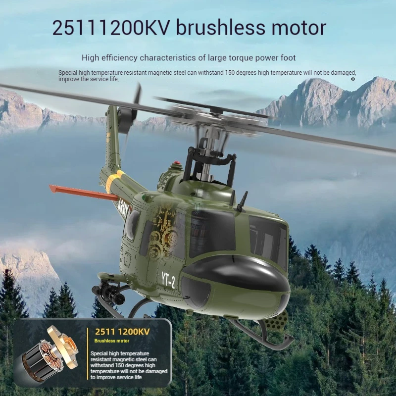 Yuxiang F07 Huey Uh1d Simulação Helicóptero de Controle Remoto Seis Canais 3d Modelo de Helicóptero Sem Escova Para Iniciantes Brinquedo Presente