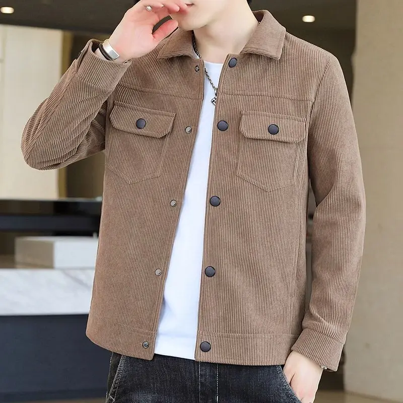 

Corduroy Jaet Men's Autumn Winter Faion Slim Fit Collar up Spring Casual Workwear Jaet Youth ular Regular Sve Long