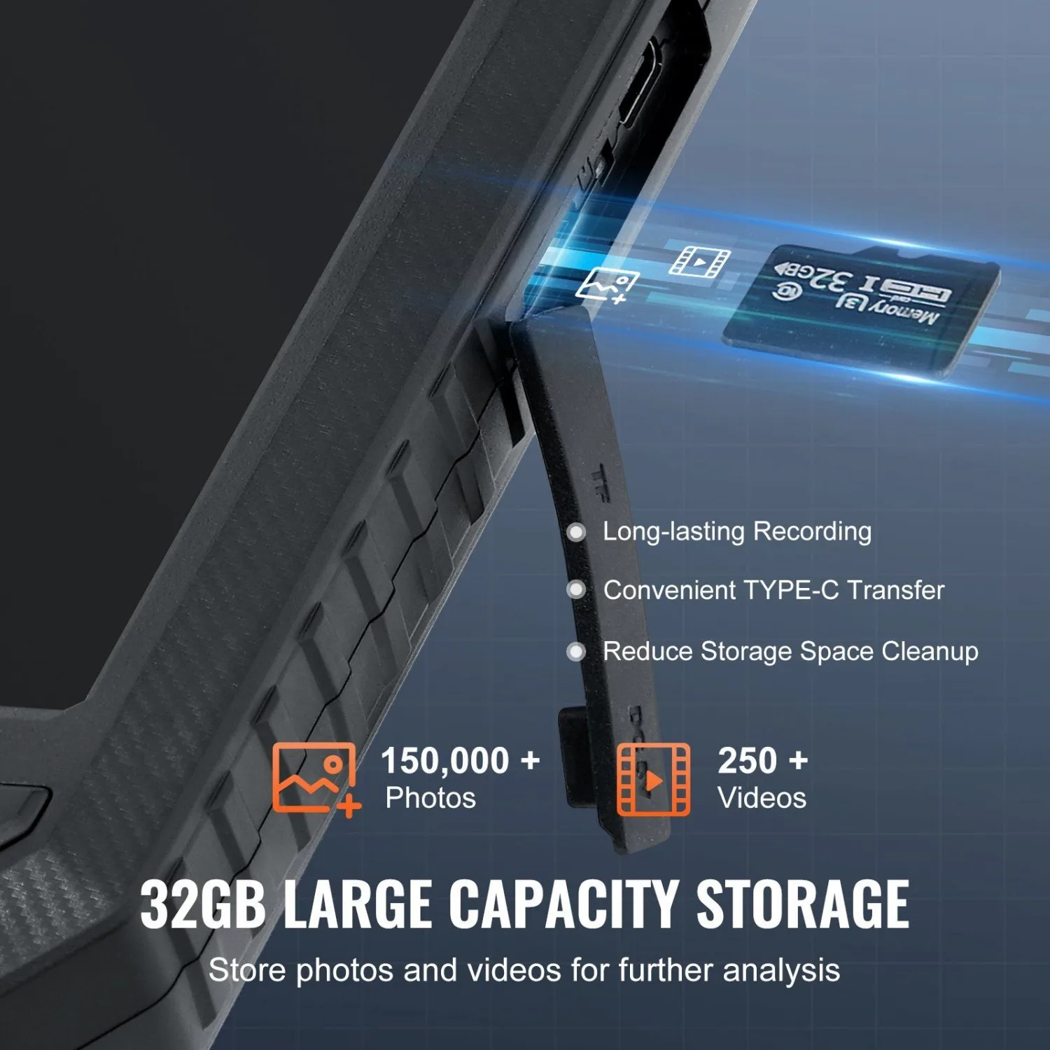 كاميرا المنظار ثلاثية العدسات - شاشة IPS مقاس 5 بوصات، كابل شبه صلب بطول 49.2 قدم، IP67 مقاومة للماء لفحص السيارات/السباكة/HVAC