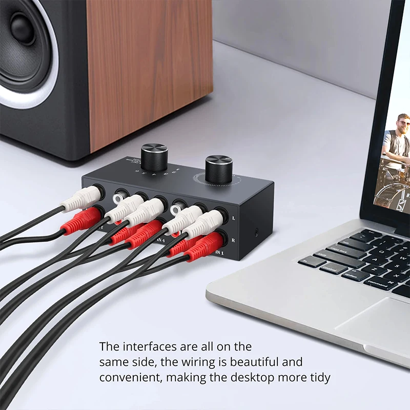 6 Way Audio Switcher Selector Bi-Directional RCA Stereo Audio Switch