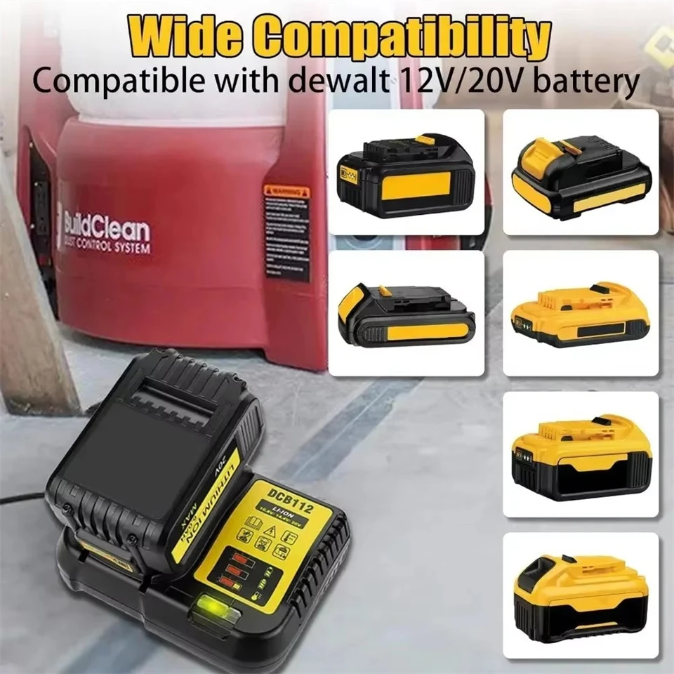 DCB112 2A Lithium Battery Charger For Dewalt 10.8V 12V 14.4V 18V 20V DCB206 DCB205 DCB204 DCB203 DCB120,DCB107 DCB115 DCB105