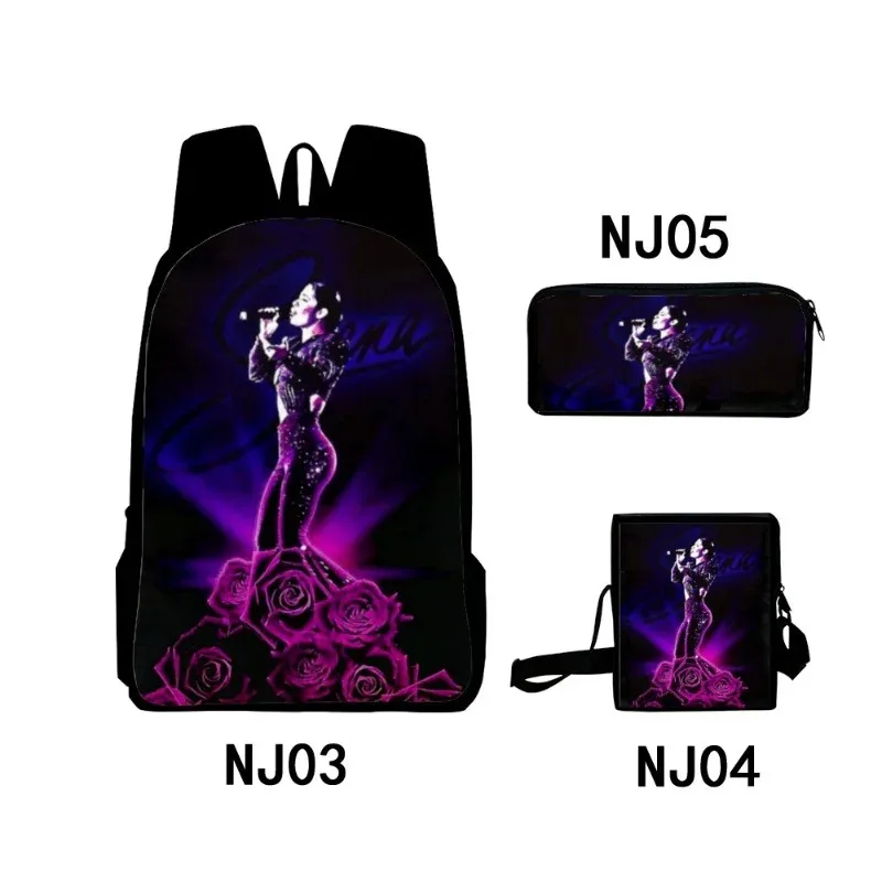 Selena Quintanilla 3D printed backpack, backpack, laptop backpack, slanted sunshade bag, shawl, popular Harajuku, set of 3 piece