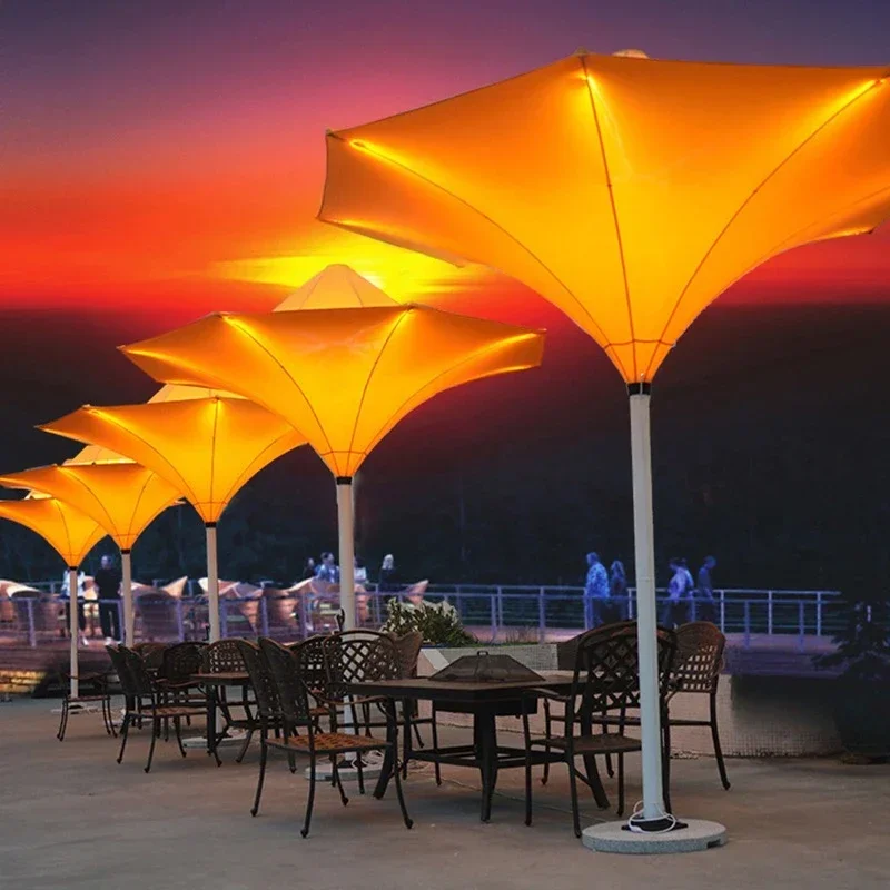 Central pole umbrella commercial landscape custom parasol umbrellas outdoor decor courtyard colorful light umbrella