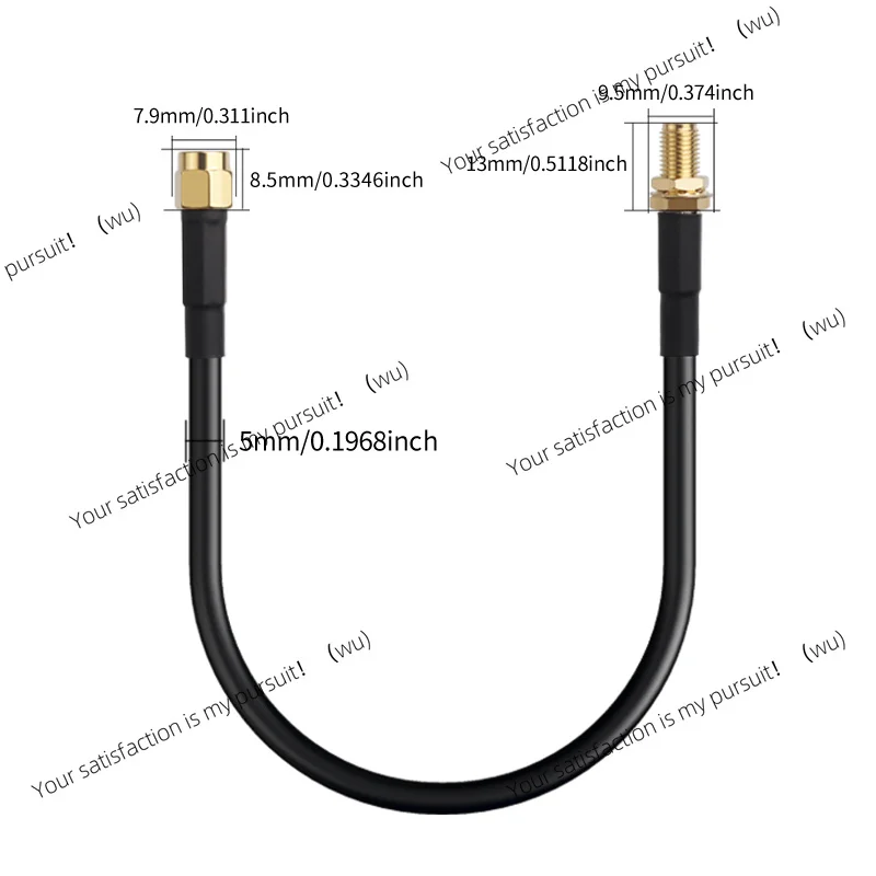 Suitable for RG58 coaxial cable SMA male to SMA female connector, industrial grade, no power supply 1/2/3/5 meters