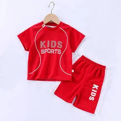Summer Boys Girls Sports Short Sleeve Set Girls Quick Drying Football Two Piece Outfit Breathable Casual Children Clothing Set
