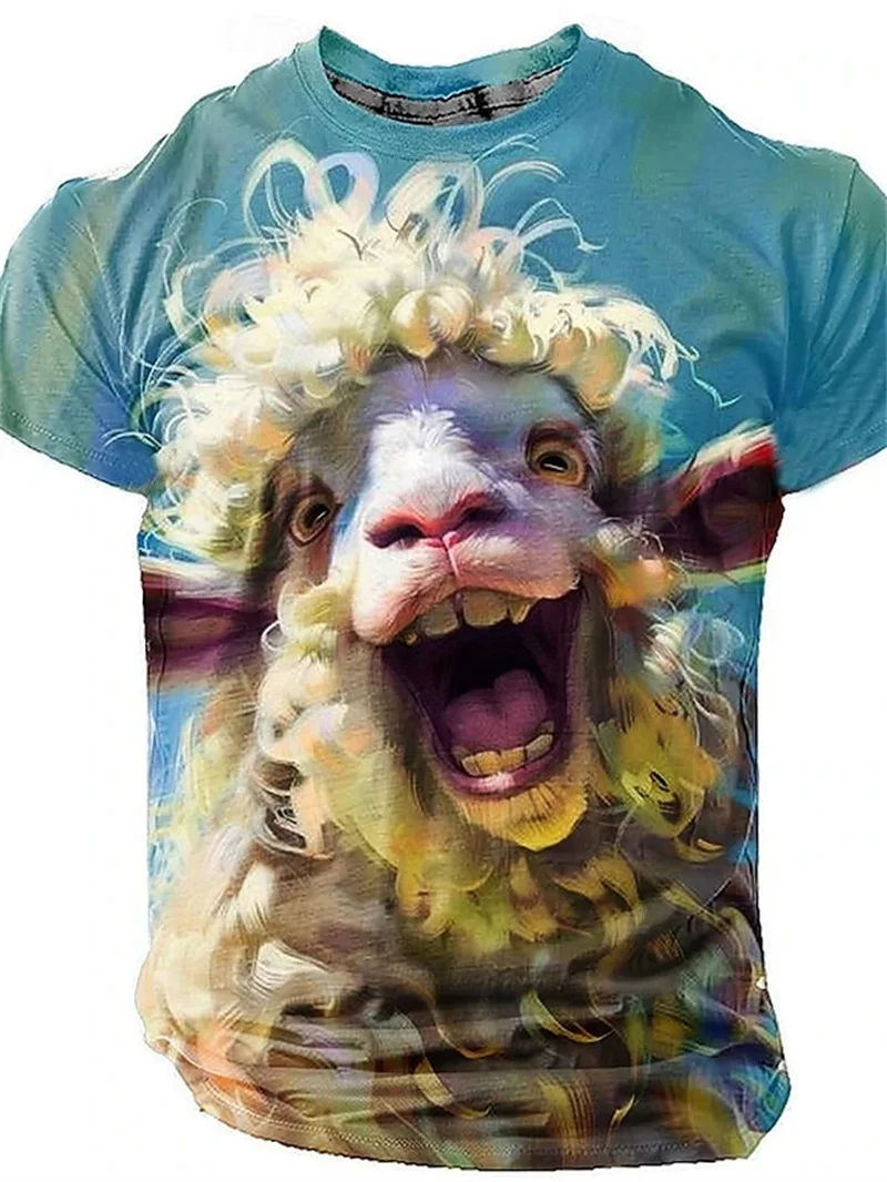 Men\'s Funny Cat And Shark T Shirt Tops 3D Print Short Sleeve Crew Neck Animal Tee Shirts New In Oversized T Shirts Clothes