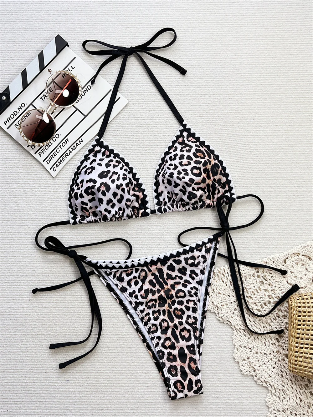 

Sexy Triangle String Bikini Leopard Swimsuit Push Up Extreme Backless Swimwear Tanga Women Bathing Suit Beach Outfit Bikinis Set