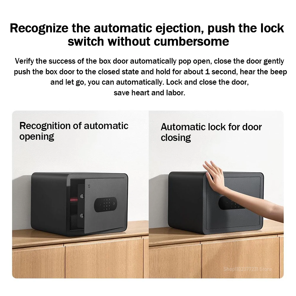 2025 Xiaomi Mijiaสมาร์ทตู้เซฟปลดล็อคลายนิ้วมือทํางานร่วมกับMijia App 65Mn Anti-เจาะแผ่นเหล็กคําเตือนการสั่นสะเทือน