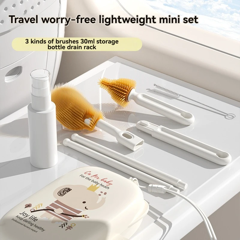 

Portable Baby Bottle Brush Set, Baby Bottle Cleaning Brush Storage Box, Special Draining and Cleaning Brush for Babies When Trav