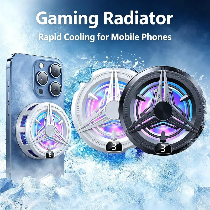 Magnetic Back Clip Icing Radiator Universal Gaming Mobile Cooling Fan Mobile Phone Radiato For Gaming Live Streaming Tablet iPad