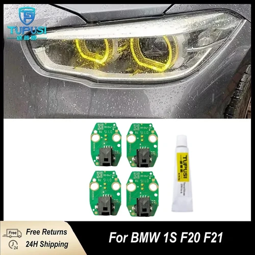 Placas DRL de Ojos de Ángel amarillos para 2016 2017 2018 BMW 1 serie F20 F21 LCI LED faro luz de circulación diurna 63117428425