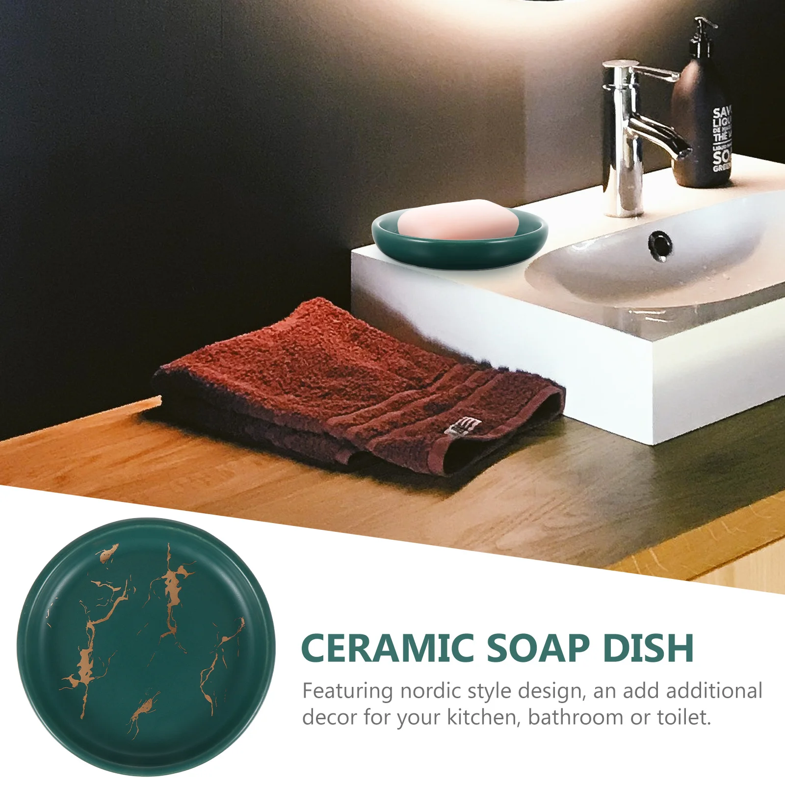 Seifenschale aus Keramik mit Marmormuster, nordischer Stil, für Badezimmer, Dusche, Handseifenhalter, Tablett für Küchenspüle, Badezimmer-Dekoration