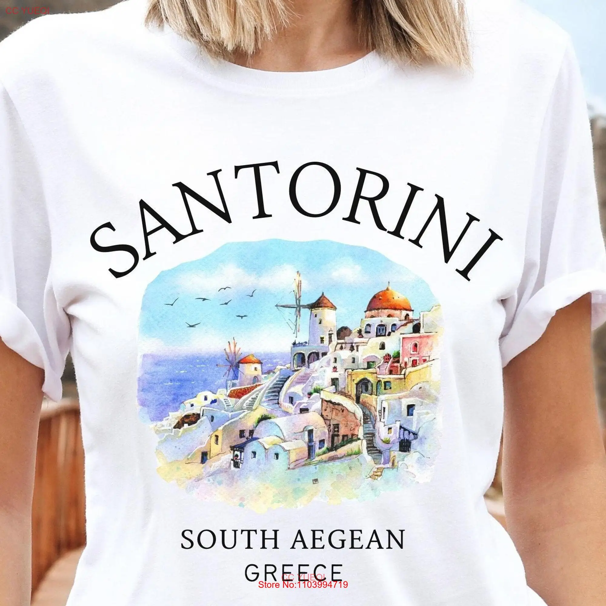 Santorini T Shirt Greek Island Greece Clothes Soft and Comfortable  long or short sleeves