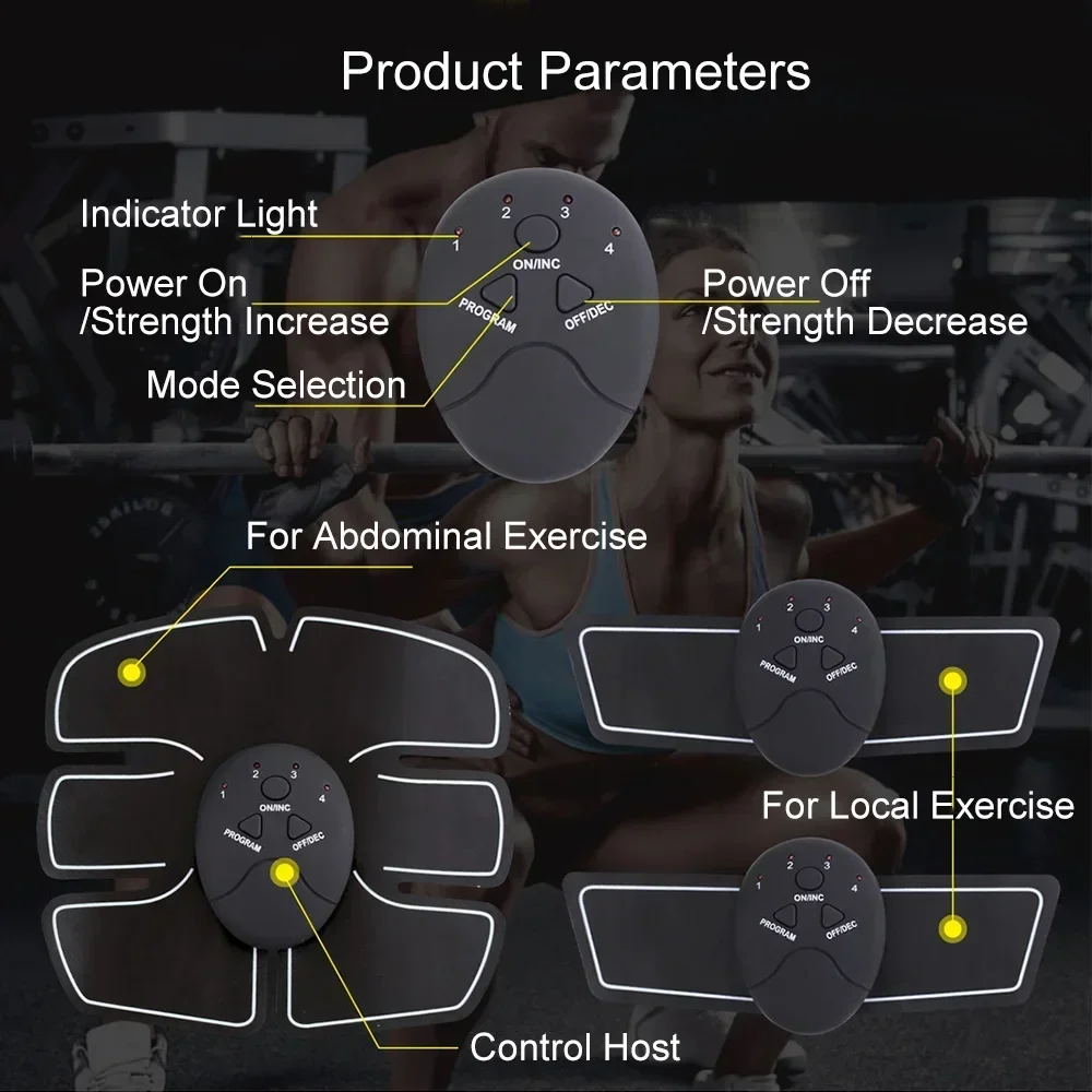 Estimulador de ab y brazo Ems, entrenador eléctrico de músculos corporales, quemador de grasa Abdominal, estimulador de ejercicios, Fitness inteligente en casa, Unisex