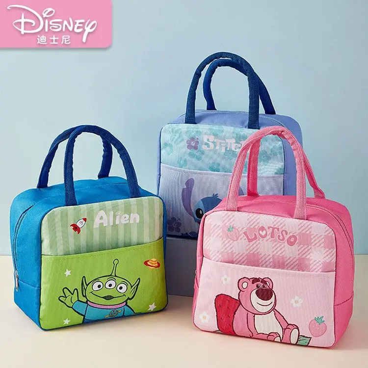 

New MINISO Stitch Strawberry Bear Three-Eyed Children's Lunch Bag Student Lunch Box Bag Best Gift for Children Cartoon Mochila