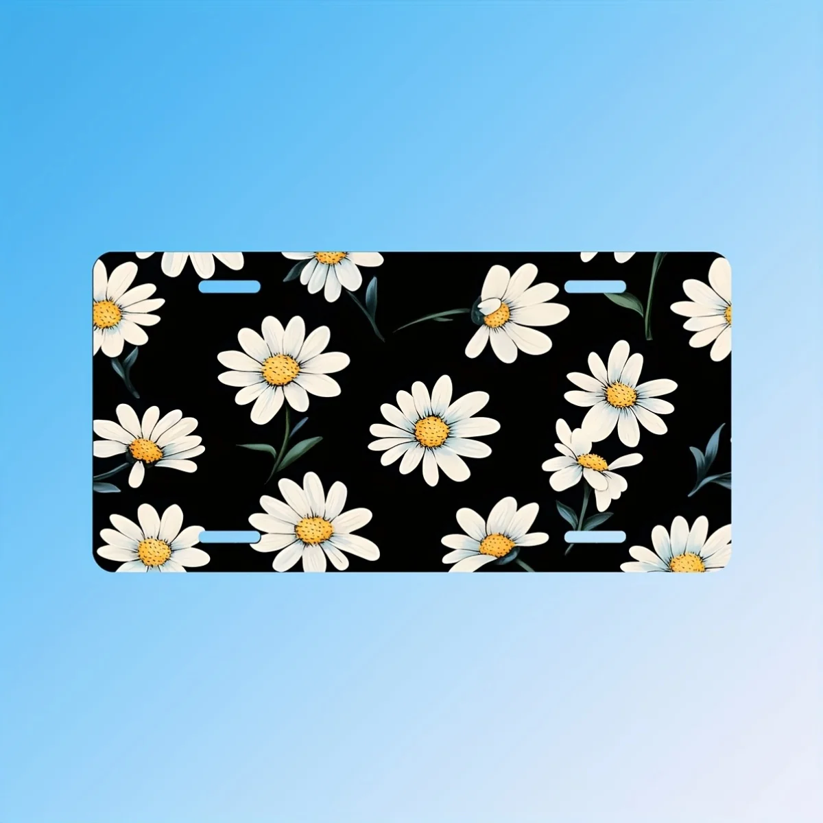 2D Flat, 1pc Poster Daisy Floral Fun License Plate Cover and Frame | Aluminum, Ideal for Halloween and Christmas Decorations