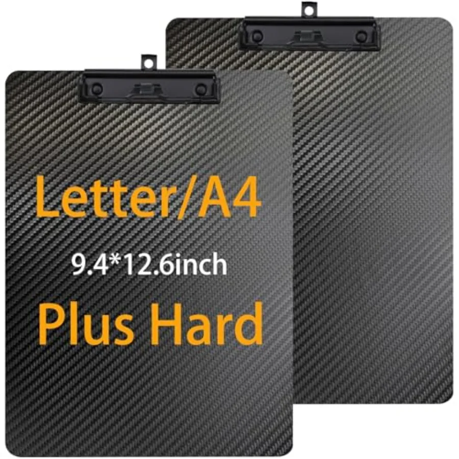 

2Pack Low Profile Clip 3K Carbon Fiber Clipboard Ultimate Light and Thin Portable Cool Black Twill Smooth Hard Writing Board Hi