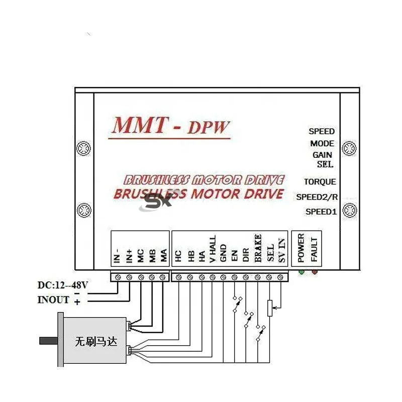 china  brushless speed controller 24V 36V 48V bldc motor driver 15A 10/50DPW15BL for doner robots