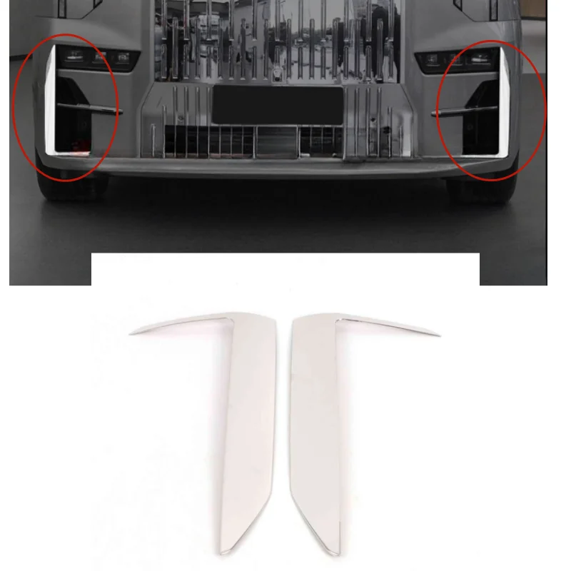 steel car front fog light decorative strip FOR ZEEKR 009 Front fog light decoration sequin front bumper fog light decoration 22+