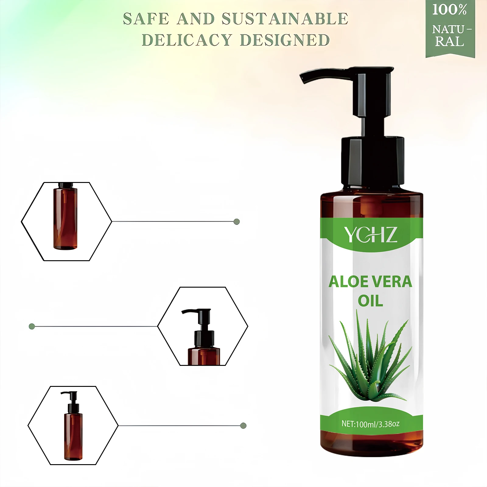 100% Natural Aloe Vera Oil - Fast-Absorbing and Non-Greasy Formula, Suitable for Face, Body, Nails, Hair, Eyelashes, Massage, Diffuser view 3