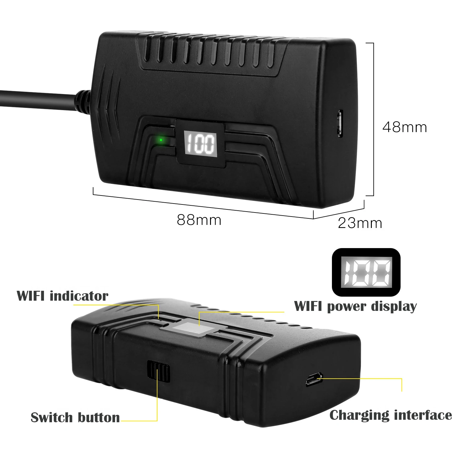 Universal Car 8LED 1080P  IP67 WIFI Endoscope Boroscope Charging Portable Industrial Waterproof Car Accessories 3.5M 5M 10M