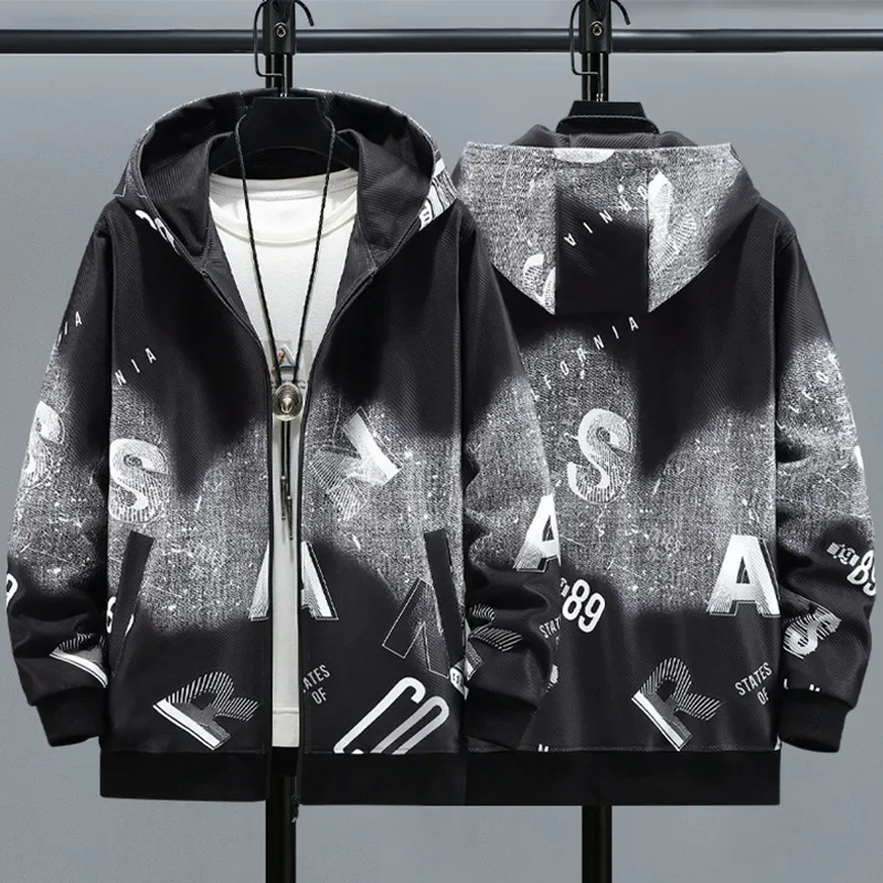 Zipper Hoodie Men Plus Size 10XL 11XL Zip Up Hoodies Fashion Streetwear Print Hoodies Big Size 10XL 11XL