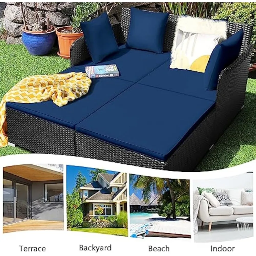 Rattan Daybed, Navy