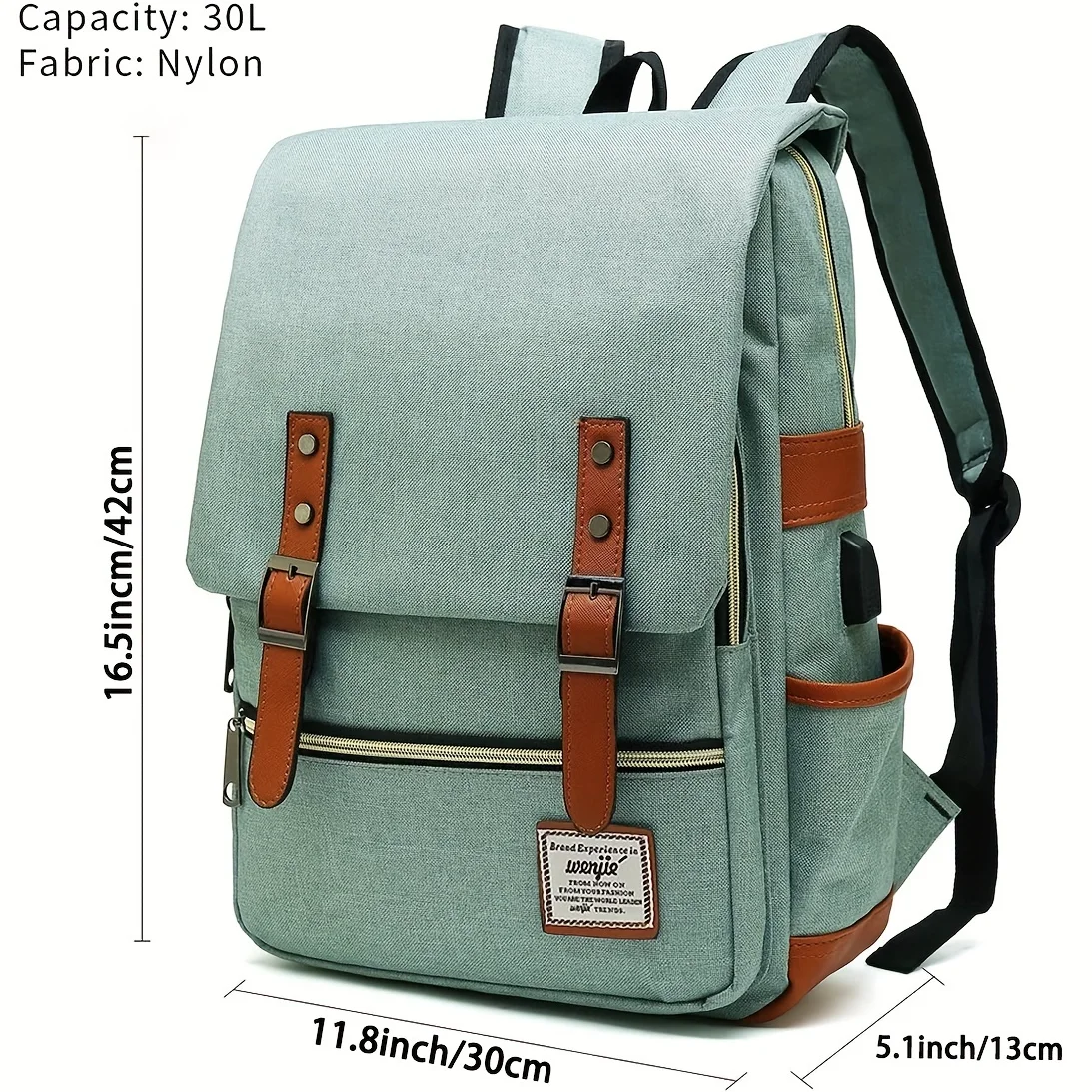 1pc Vintage Nylon Laptop Backpack With USB Charging Port Slim Tear Resistant Business Backpack Fits Up To 15.6 Inch Notebook