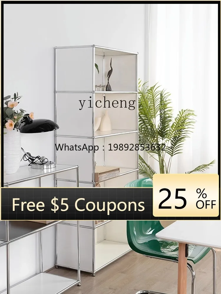 

ZZ Bookshelf and Storage Shelf Floor Module Combined Bookcase Simple Modern Stainless Steel