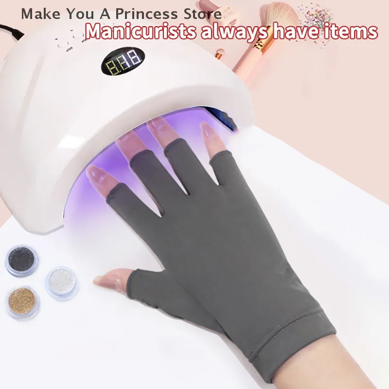 

1 Pair Anti UV Nail Gloves UV Gel Shield Glove Half Finger Manicure LED Lamp Nail Art Salon Tools