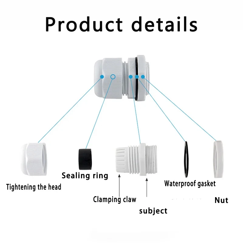 IP68 Nylon Cable Glands PG 7 9 11 13.5 16 19 21 25 29 36 High Quality Wire Plastic Waterproof Connector Cable Joints