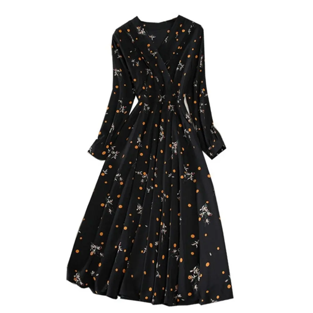 Falda adelgazante de talla grande para mujer, vestido de otoño de estilo coreano que cubre el vientre, diseño de diosa del temperamento, moda de reducción de edad