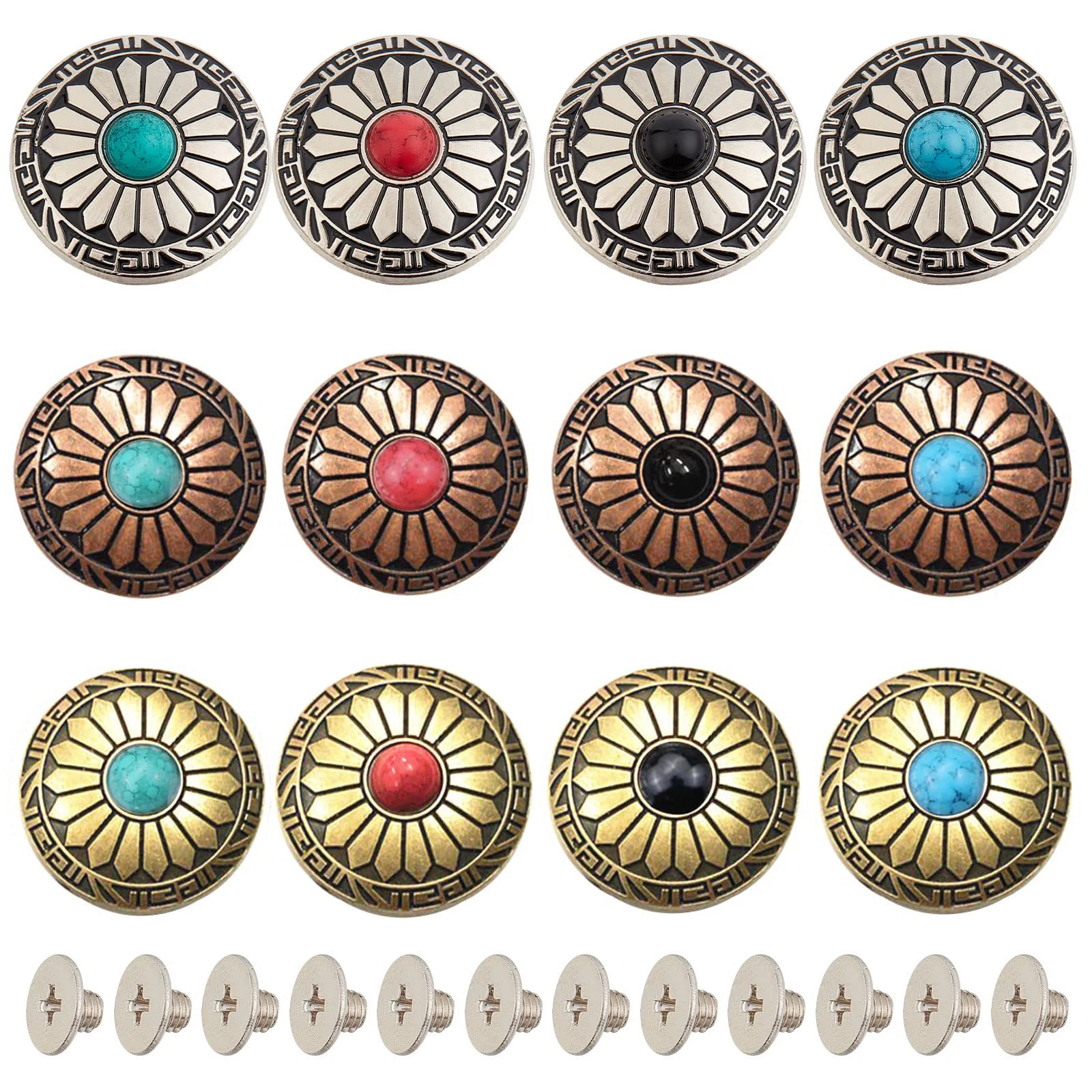 5 Set Leather Craft Decorate Conchos Button Fastener Press Stud Screwback Craft For Clothes Garment DIY Decoration Accessories