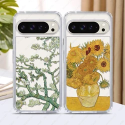 2 in 1 PC+TPU Protective Case For Google Pixel 9 8A 7 6 Pro Shockproof Cover Van Gogh Art Flowers