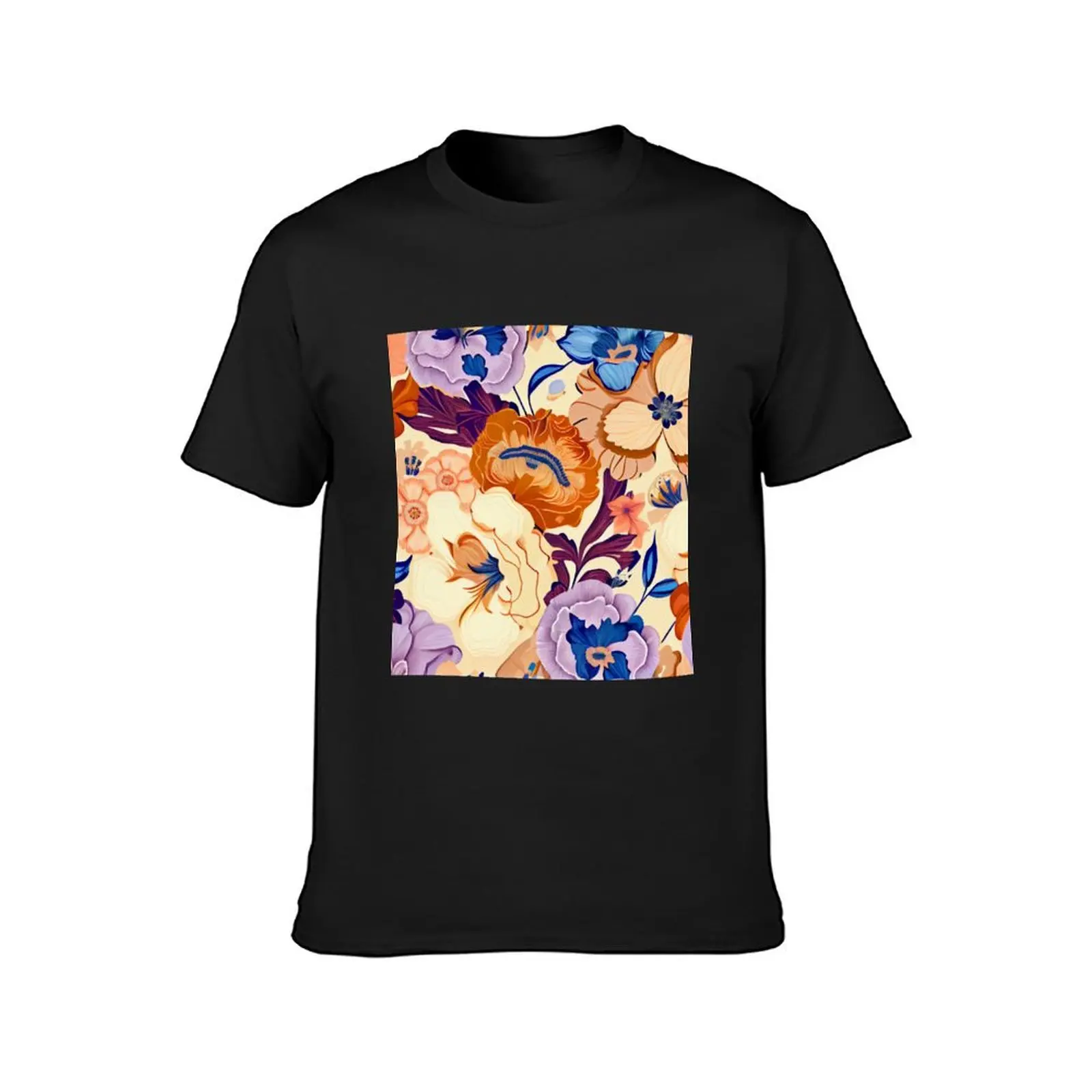 Bright White Floral Flower Pattern Print Digital Painting T-shirt quick-drying anime shirts graphic tees mens clothing