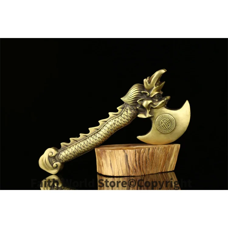 

Bring in wealth HOME office WALL 2019TOP Money Drawing efficacious Mascot # GOLD dragon FU AXE FENG SHUI Brass statue